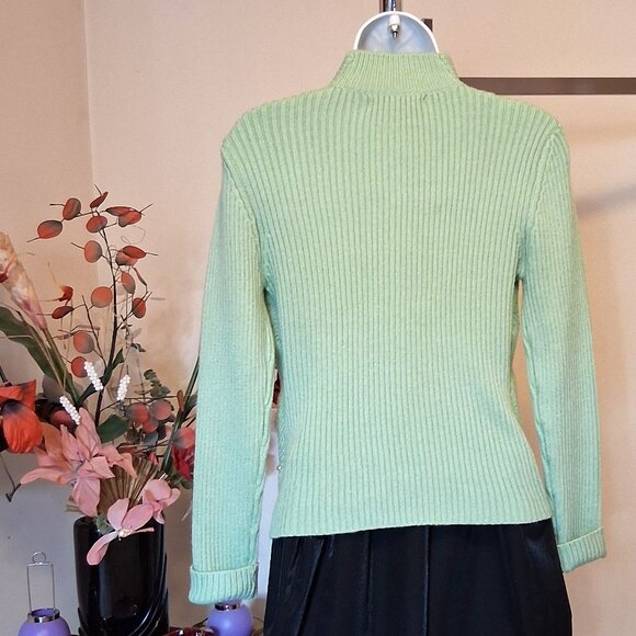 NWT Woman's Light Green One Button Knit Shrug Open Front Cardigan Sweater - Picture 3 of 9